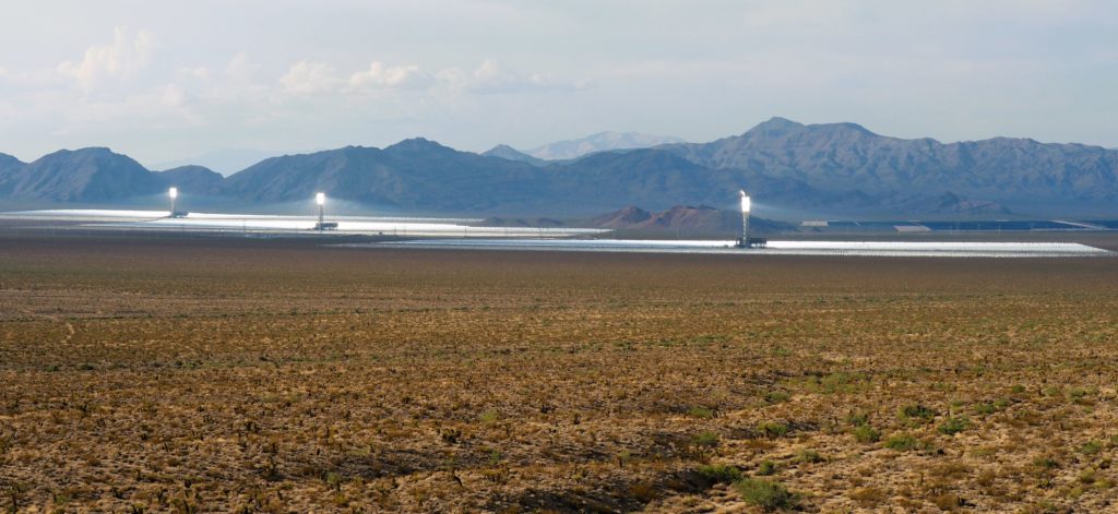 Ivanpah Thermal Solar site as seen from Nipton Road