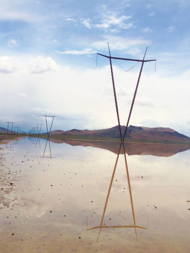 Transmission line characterized by V-shaped towers